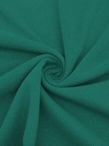 Manfinity Homme Contrast Trim Front Button Casual Short Sleeve Polo Shirt - Green - View 6