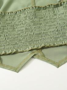 SHEIN 2pcs Teen Girl Simple Solid Color Camisole Top And Trousers Set, Casual Everyday Fashion - Green - View 7