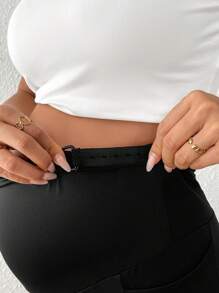 SHEIN Casual effenkleurige leggings voor zwangere vrouwen, minimalistische mode voor dagelijks gebruik