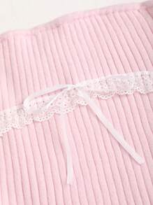 Sweetra 女士新款可爱俏皮粉色露肩短款针织 A 字裙，修身且适合外出 - 粉色 - 查看 3