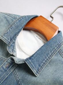 Manfinity LEGND Plus Size Men's Front Button Long Sleeve Pocket Simple Casual Denim Shirt