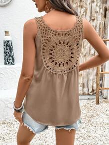 SHEIN LUNE Women Lace Backless Sleeveless Tank Top