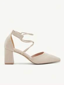 CUCCOO CHICEST Giày cao gót đế xuồng mũi nhọn màu mơ đan chéo, khóa dán, mũi nhọn, đế dày, dùng khi đi làm, hẹn hò, tiệc tùng, ngày lễ, đám cưới, ngày lễ tình nhân, kỳ nghỉ xuân, lễ Phục sinh, tiệc vũ hội - Màu be - Xem 6
