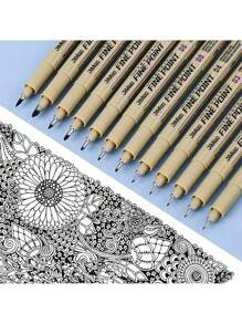 6/12pcs Waterproof Needle Tube Art Line Drawing Painting Marker Pens With Soft Head, Suitable For Architectural & Art Projects Back To School - Multicolor - View 6