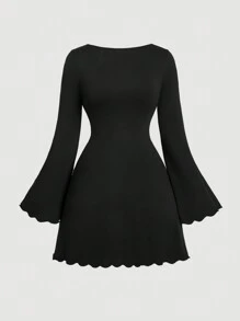 SHEIN MOD Plus Size Black Sweet Casual Backless White Butterfly Print Dress