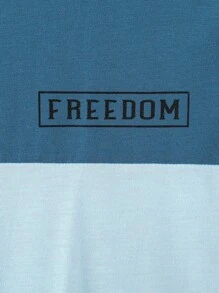 2pcs/Set Older Boys Letter Print Patchwork Round Neck T-Shirt And Casual Sports Shorts - Multicolor - View 8