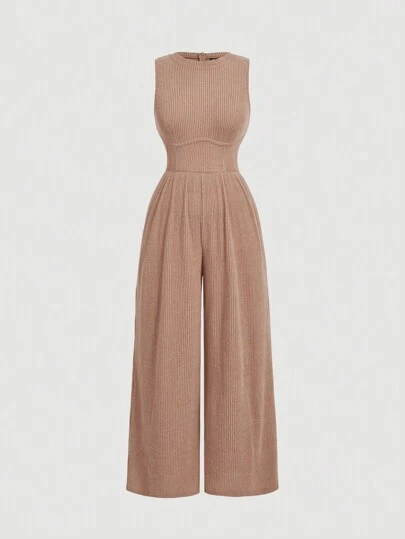 SHEIN MOD 大码女式浅卡其色连体裤