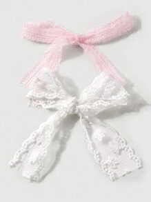 ROMWE Kawaii 3pcs Sweet & Fashionable K-Style Pink Leather Cord Butterfly Wing, Heart & Strawberry Pearl Pendant + 100cm Pink Lace + 50cm White Embroidery Lace Decorative Wrap, DIY Keychain Bag Charm Combo Set, Ideal Gift For Girls & Women - Pink - View 6