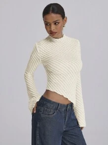 Forever 21 Bell Sleeve Top Fall Winter Women Outfits Street Wear Women White Top - Apricot - View 3