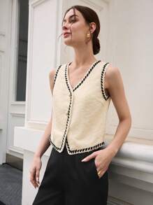 BizChic Top sin hombros para mujer, con recorte de bloques de color, elegante para resort, romántico para ir al trabajo o en una cita de San Valentín, para primavera/verano
