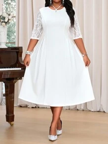 Fleurora 大码情人节连衣裙，女士夏季服装 - 白色 - 查看 4