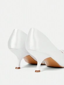 CUCCOO HITCHD Zapatos de tacón alto de satén blanco con rhinestones en forma de lazo - Zapatos sexys, elegantes, casuales para vacaciones, fiesta, San Valentín, cita, boda y banquete para mujeres