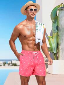Surfspeed Men's Casual Simplistic Fashion Beach Shorts, Versatile Daily Wear - Hot Pink - View 4