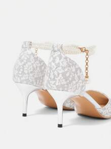 CUCCOO HITCHD 时尚优雅的银色珍珠链高跟鞋，适合新年、情人节、新娘、宴会、婚礼、约会、节日、派对 - 彩色 - 查看 6