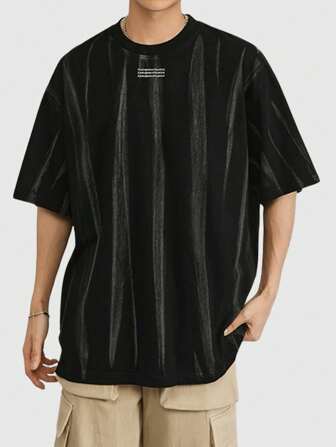 Grunge Punk T-shirt à manches courtes avec imprimé graphique pour homme, tenue décontracté minimaliste pour usage quotidien