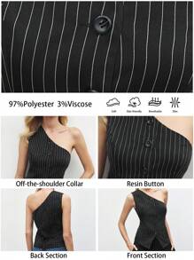 BizChic 女士黑色露肩上衣，适合工作、聚会、约会、情人节、春夏季 - 黑色 - 查看 7