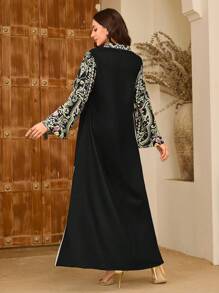 Al Najma Stand Collar Printed Women's Arabian Dress,Modest - Multicolor - View 6