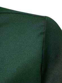Manfinity Mode Men's Solid Color Pocket Single Breasted Casual Long Sleeve Shirt - Dark Green - View 8