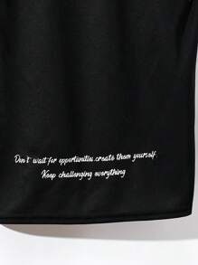 SHEIN Tween Boy Casual Sports Letter Graphic Tank Top - Black - View 5