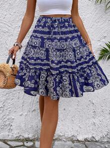 Breezaya 女式 2024 新款百搭休闲碎花迷你裙 - 藍色 - 查看 5