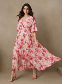 Anewsta 新款欧美设计花卉印花宽松修身长裙，适合春夏季度假 - 彩色 - 查看 6