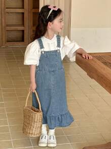Dazy Kids 年轻女孩秋装 年轻女孩牛仔连衣裙 - 藍色 - 查看 2