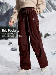 In My Nature Women's Solid Color Hiking Pants With Pockets - Burgundy - View 8