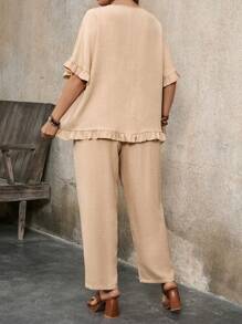 EMERY ROSE 复古乡村纹理面料 2 件套大码女士春夏装