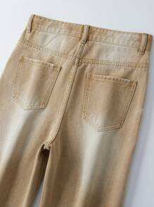 SHEIN Teen Girls' Pocket Loose Wide Leg Casual Jeans - Khaki - View 4