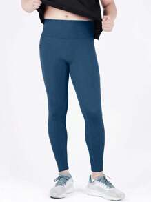 Manfinity Fitness 男士简约时尚休闲运动紧身裤，适合日常穿着 - 霧霾藍 - 查看 4