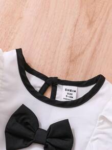 Baby Mädchen 2 Stücke Set, weiße Prinzessin Bluse und schwarzer kurzer Rock, kombiniert Süße und modischen Stil, geeignet für Ausflüge, Einkaufen und Familientreffen - Verschiedenfarbig - Übersicht 3
