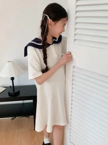 DAZY 青少年女孩秋季连衣裙，返校服装 - 白色 - 查看 1