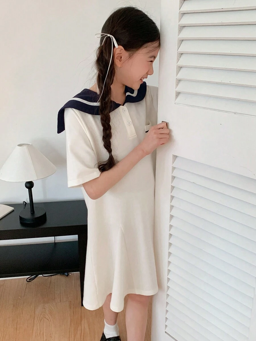 DAZY 青少年女孩秋季连衣裙,返校服装 - 白色 - 查看 1