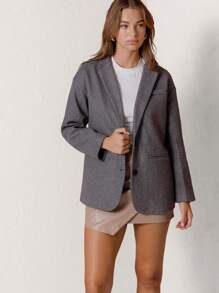 Aralina 混纺灰色剪裁羊毛西装外套 - 灰色 - 查看 6