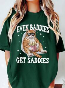 INAWLY 女士趣味圆领短袖动物印花休闲宽松 T 恤