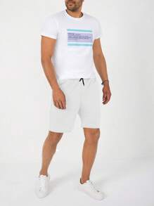 RueChic Men's Cotton Summer Drawstring Waist Coconut Tree Print Shorts - White - View 5