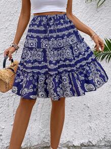 Breezaya 女式 2024 新款百搭休闲碎花迷你裙 - 藍色 - 查看 7