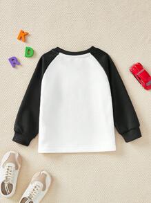 Sudadera con bloques de color, estampado de coche y letras para niño