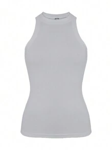 EMERY ROSE Women's Summer Solid Casual Slim Fit Tank Top - Light Grey - View 6