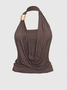 ROMWE Grunge Punk Plus Size Women Retro Subculture Beaded Spaghetti Strap Tank Top