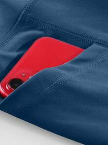 Manfinity Fitness 男士简约时尚休闲运动紧身裤，适合日常穿着 - 霧霾藍 - 查看 6