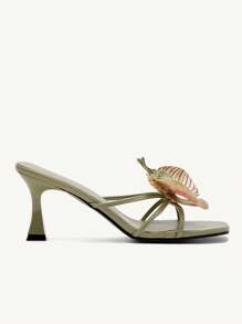 CUCCOO CHICEST Women's Red High Heel Floral 3D Sandals
