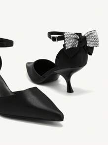 CUCCOO CHICEST Fashionable And Elegant Black High Heel Pumps With Crystal Butterfly Decor, Suitable For New Year, Valentine's Day, Wedding, Party, Dates And Holidays Spring Shoes Spring Break Easter Prom Heels - Black - View 2