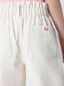 SUMWON Paperbag Waist Pull-On Jeans Elastic Comfort Fit Wide Leg Relaxed Casual Back To School Fall Winter Everyday Wear Pants - Khaki - View 7