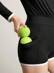 CourtClass Women's Solid Color Splice Button Up Long Sleeve Casual Jumpsuit - Black - View 2