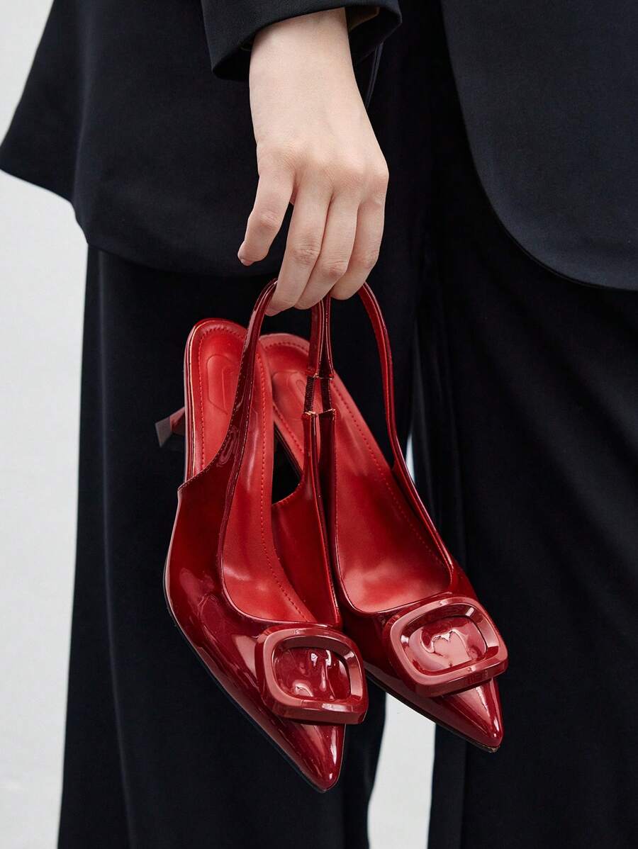 CUCCOO BIZCHIC Women's Red Pointed Toe High Heel Pumps, Stilettos Vintage Style Comfortable And Versatile New Arrival Spring Shoes Spring Break Easter - Red - View 1