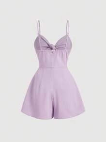 SHEIN MOD Women's Solid Color Spaghetti Strap Romper, Minimalist And Fashionable For Casual Daily Wear