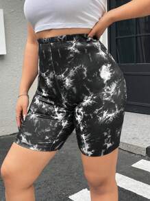 Muchica 大码弹性扎染休闲修身百慕大短裤，春夏装