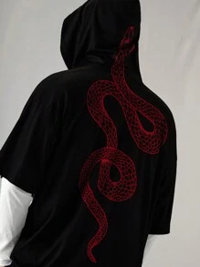 Manfinity VCAY Camiseta con capucha de manga corta de punto informal y holgada para hombre