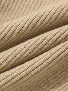 DAZY V-Neck Fitted Base Sweater, Stretch Knitted Pullover For Women Fall - Apricot - View 7